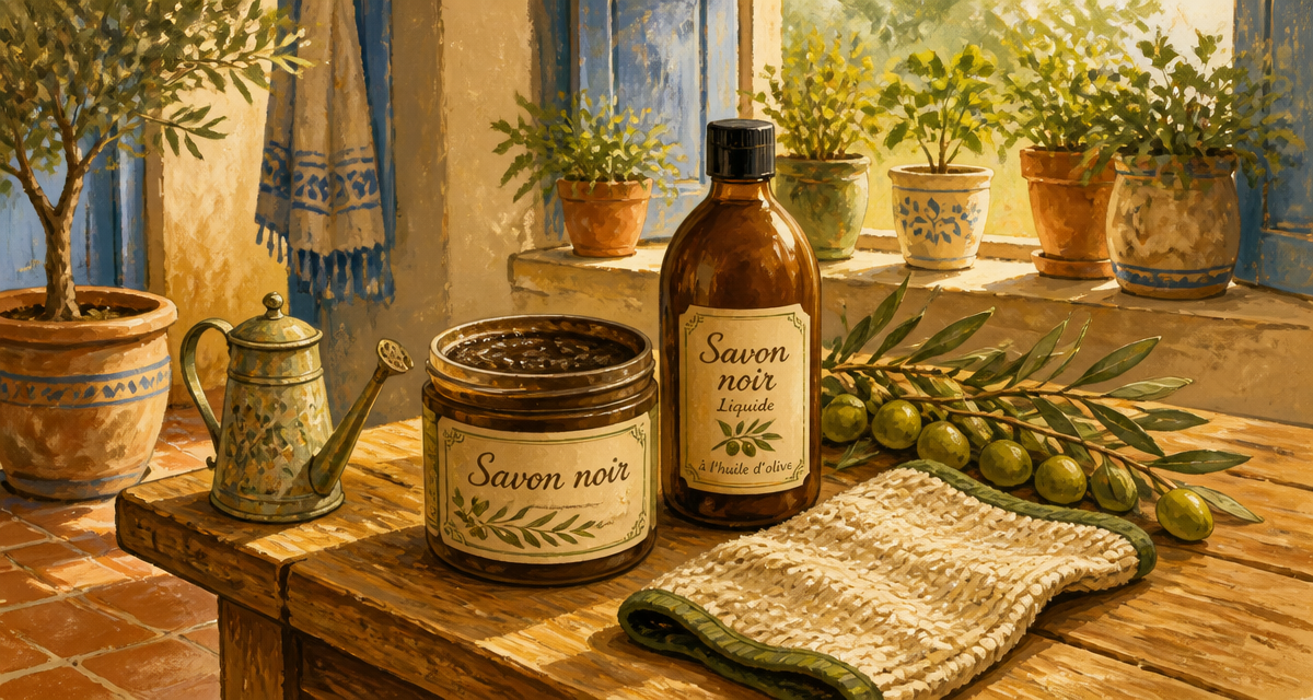 utilisation du savon noir pot et bouteille en cuisine