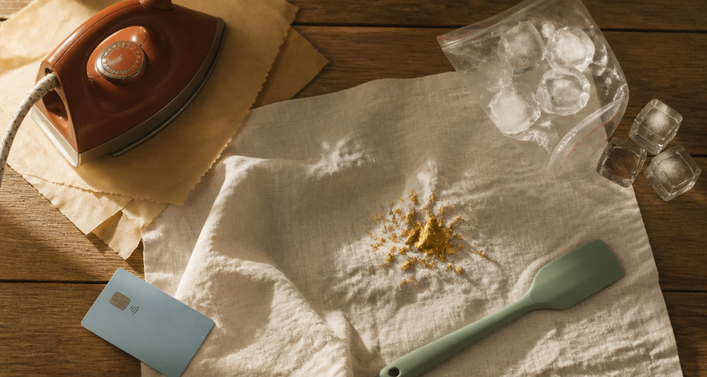 Astuce de grand-mère pour enlever la cire sur nappe