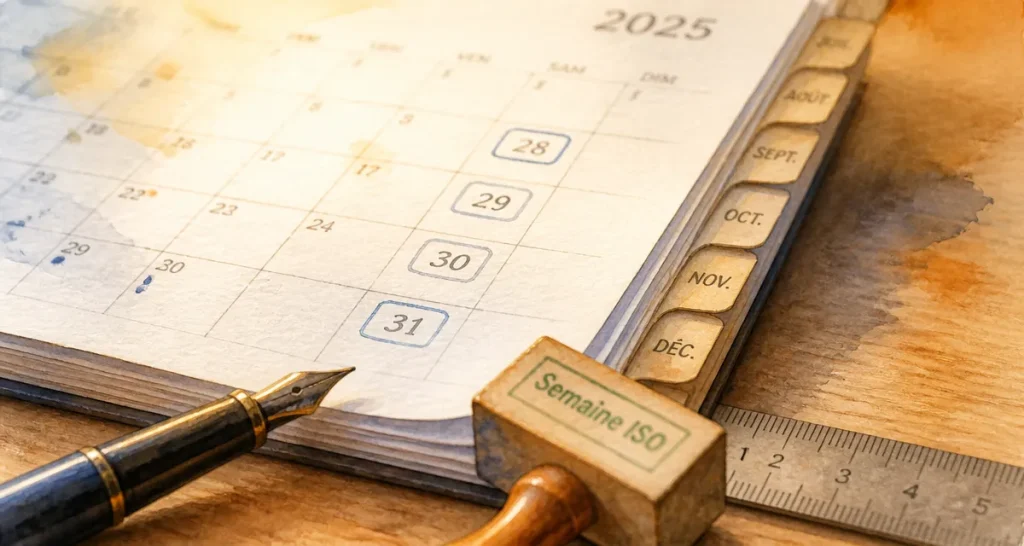 Calendrier 2025 semaine paire et impaire ISO-8601