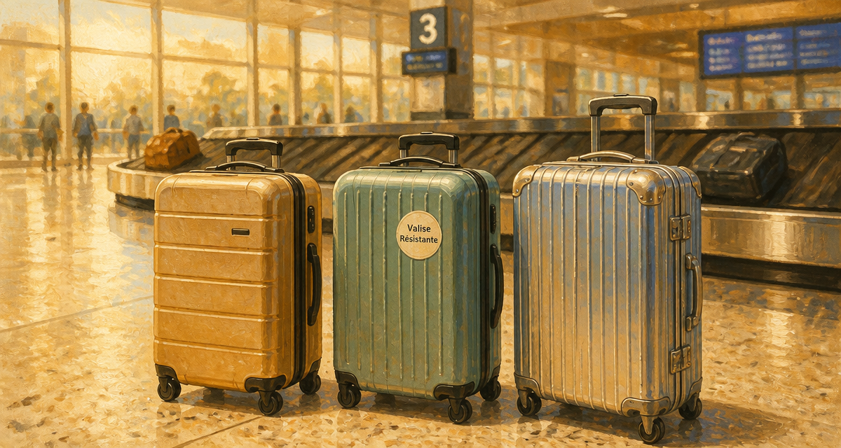 valise resistante trois matériaux hall aéroport