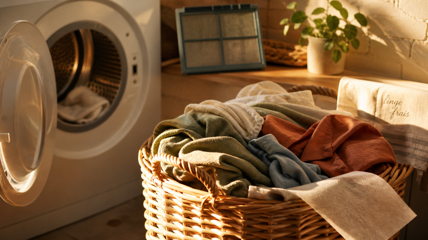 Astuce bonne odeur sèche-linge : lingette et filtre à peluches nettoyé avant parfum