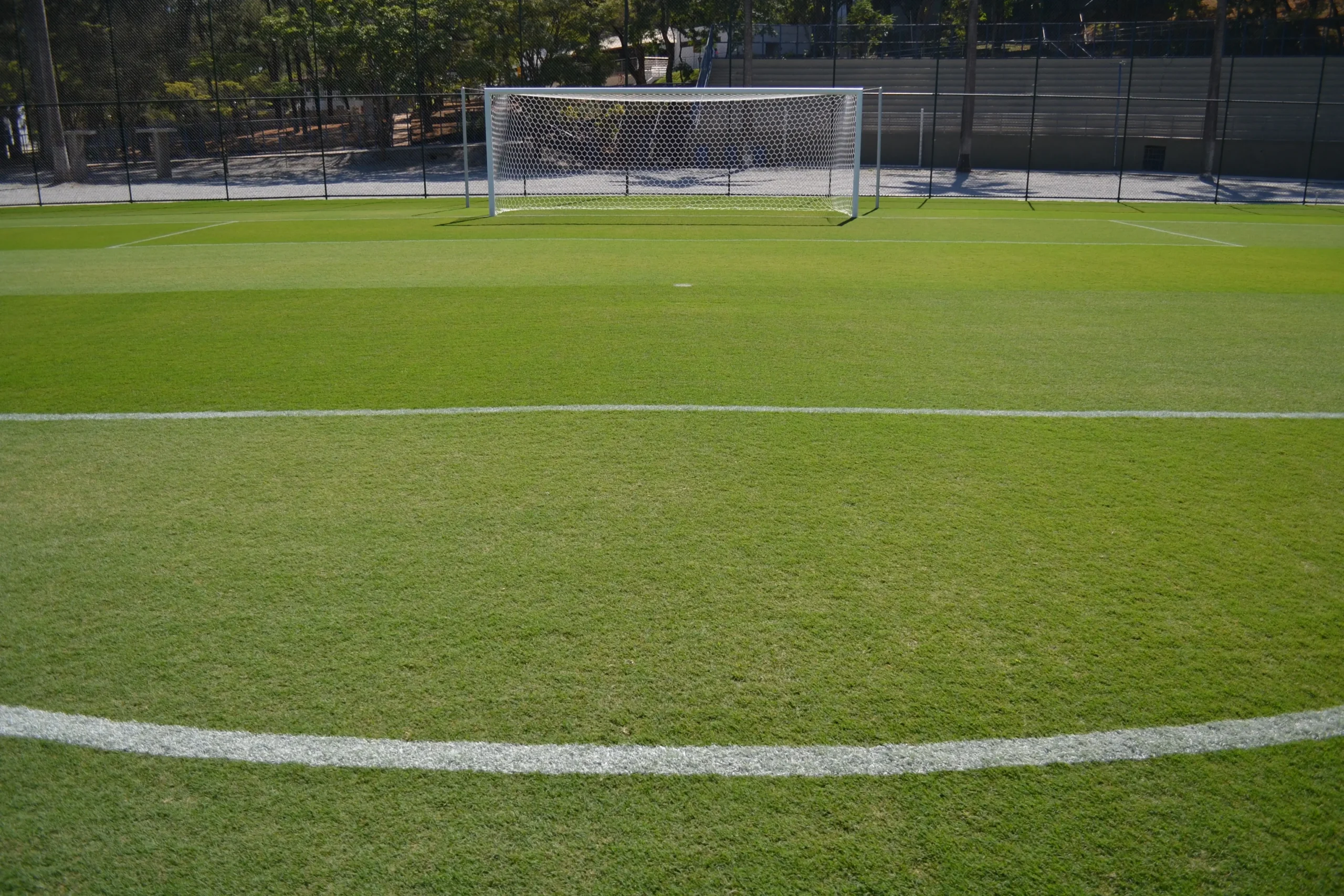 Gramado de campo de futebol profissional implantado pela Regga