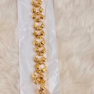 Radiant Gold-Toned Textured Bead Charm Bracelet (Br-008)