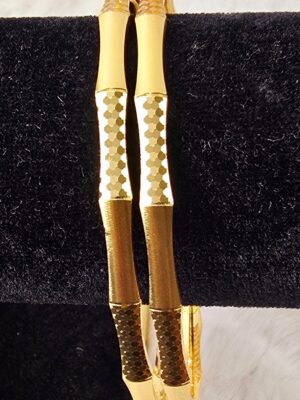 Artistic Gold-Plated Bamboo-Style Bangles (B-022)