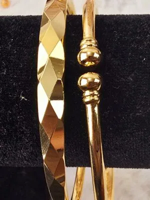 Geometric Prism & Polished Gold-Toned Cuff Set (B-036)