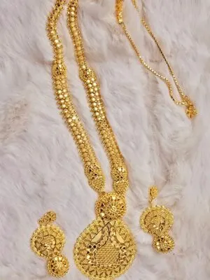 Royal Gold-Design Filigree Long Necklace Set (N-007)