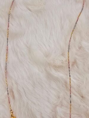 Tri-Tone Diamond-Cut Beaded Mala Necklace (N-019)