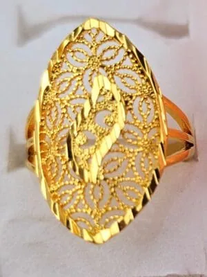Exquisite Filigree Marquee Ring – Adjustable Free Size Statement Ring (R-001)