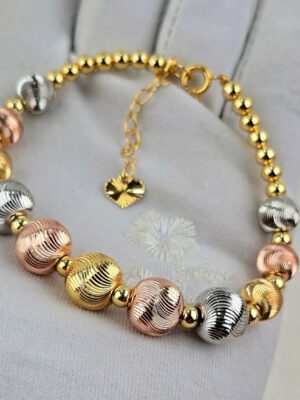 Tri-Tone Textured Bead Bracelet (Br-009)