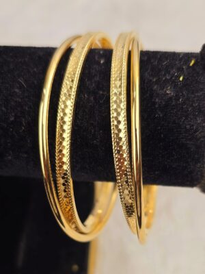 Gold-Tone Multi-Texture Interlocking Bangle Set (B-063)