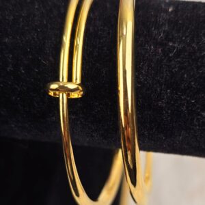 Elegant Gold-Tone High-Polish Adjustable Open Cuff Bangles (B-064)