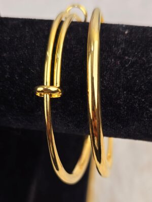 Elegant Gold-Tone High-Polish Adjustable Open Cuff Bangles (B-064)