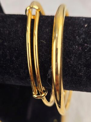 Elegant Gold-Tone High-Polish Adjustable Open Cuff Bangles (B-066)