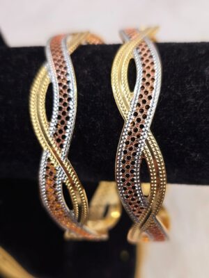 Tri-Tone Infinity Twist Bangle Set (B-067)