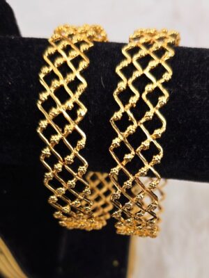 Architectural Gold Design Zig-Zag Bangles (B-070)