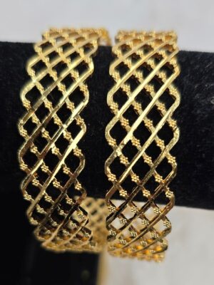 Architectural Gold Design Zig-Zag Bangles (B-071)