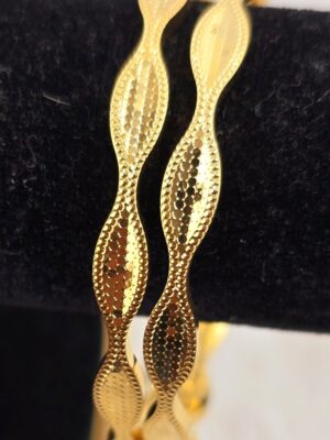 Sculptural Honeycomb Textured Bangle Set (B-084)