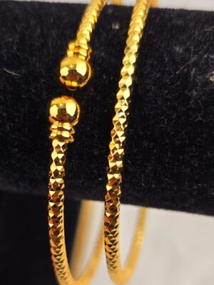 Elegant Gold-Tone High-Polish Adjustable Open Cuff Bangles (B-088)