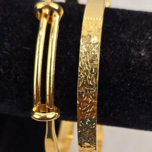 Minimalist Knot & Hammered Texture Adjustable Bangle Set (B-094)