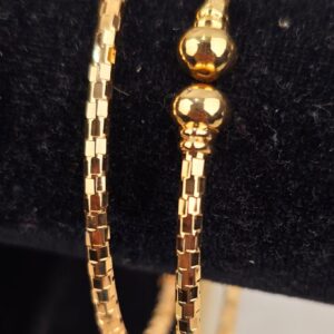 Elegant Gold-Tone High-Polish Adjustable Open Cuff Bangles (B-097)