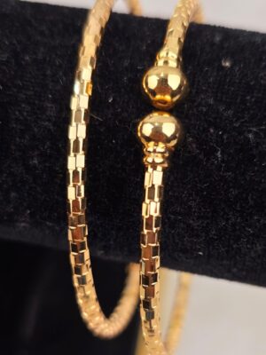 Elegant Gold-Tone High-Polish Adjustable Open Cuff Bangles (B-097)
