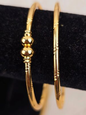 Elegant Gold-Tone High-Polish Adjustable Open Cuff Bangles (B-098)
