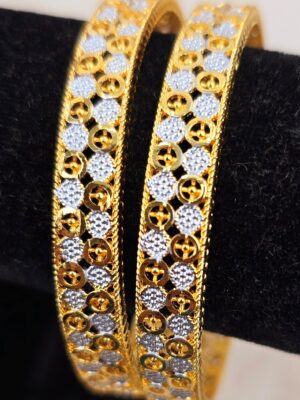 Lustrous Filigree & Two-Tone Geo Bangle Collection (B-099)