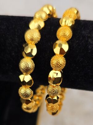 Faceted & Textured Gold-Tone Bangle Set (B-100)