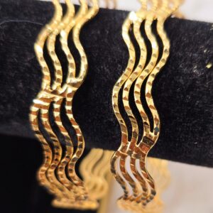 Elegant Wave-Patterned Gold-Tone Bangles (B-108)