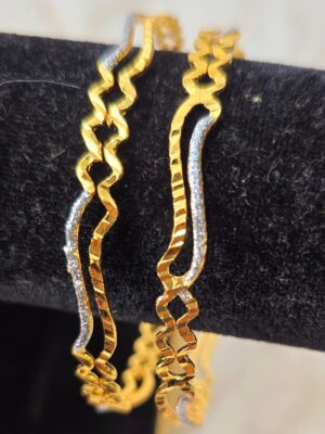Elegant Wave-Patterned Gold-Tone Bangles (B-109)