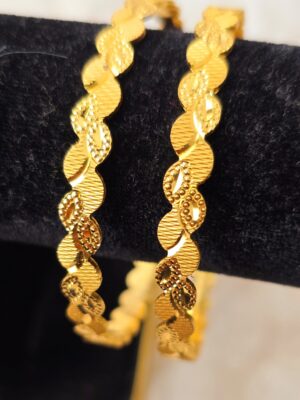Ornate Scalloped Gold-Tone Bangles (B-110)
