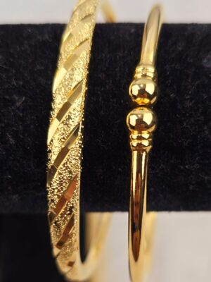 Luminous Stardust Polished Gold-Color Cuff Bangle Set (B-119)
