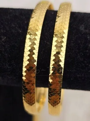 Modern Gold-Design Coin-Link Textured Bangles (B-120)