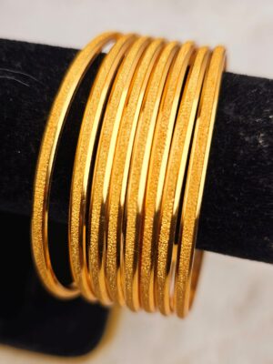 Radiant Diamond-Cut Gold-Toned Bangle Set (B-122)