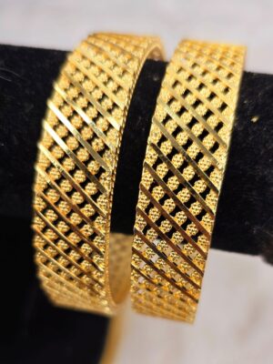 Architectural Gold Design Zig-Zag Bangles (B-123)