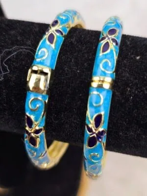 Elegant Floral Meenakari Enamel Hinged Bangles (B-125)