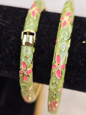 Elegant Floral Meenakari Enamel Hinged Bangles (B-126)