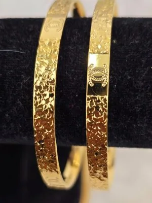 Floral Filigree Gold-Toned Bangle Pair (B-128)