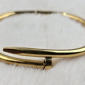 Iconic Gold-Plated Minimalist Nail Cuff Bracelet (Br-018)