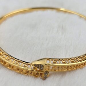 Greek Key Geometric Hollow-Cut Gold Bracelet (Br-019)