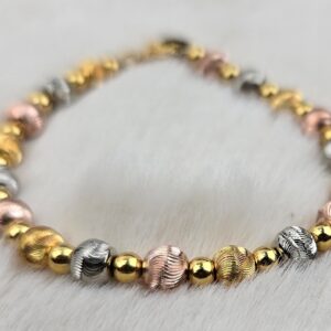 Elegant Tri-Tone Textured Bead Bracelet (Br-022)
