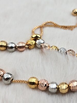 Elegant Tri-Tone Textured Bead Bracelet (Br-023)