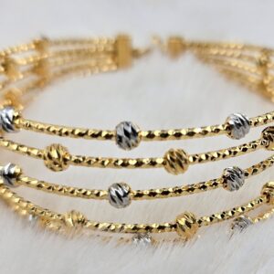 Radiant Four-Strand Gold & Silver Textured Bangle Bracelet (Br-025)