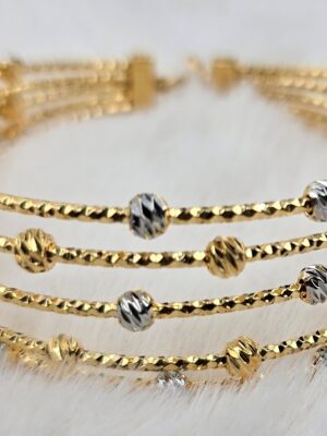 Radiant Four-Strand Gold & Silver Textured Bangle Bracelet (Br-025)