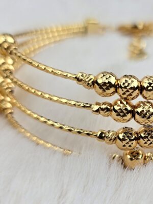 Gold-Tone Four-Strand Bead Bracelet & Matching Ring (Br-027)