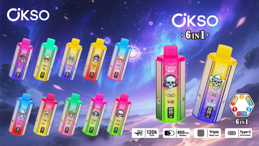 OKSO 6IN1 120K Kiwi Passion Fruit Guava/Blueberry Ice/Dragon Fruit Ice