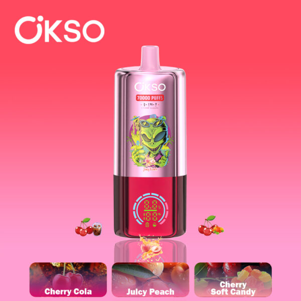 OKSO 3IN1 70000 Juicy Peach/Cherry Cola/Cherry Soft Candy