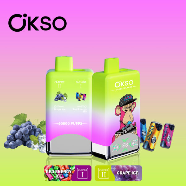 OKSO Double Flavor 60K Red Energy Ice/Grape Ice