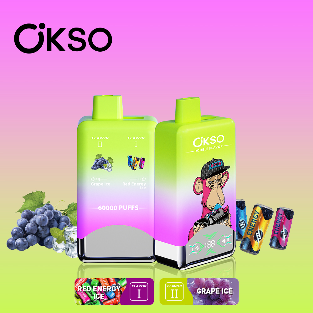 OKSO Double Flavor 60K Red Energy Ice/Grape Ice