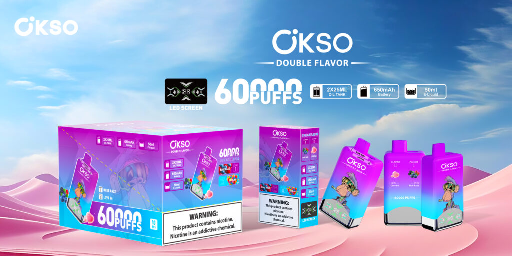 OKSO Double Flavor 60K Blue Razz Cherry Cranberry/Mint
